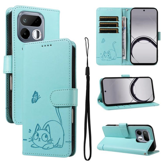 Adorable Cat Embossed Pattern Flip Leather Phone Case, For Realme 16T 5G, For Realme P4x 5G, For Realme C85 5G / 15X 5G India, For Realme C85 Pro 4G, For Realme 15T 5G, For Realme C71 4G India, For Realme 15 5G, For Realme 14x 5G Global