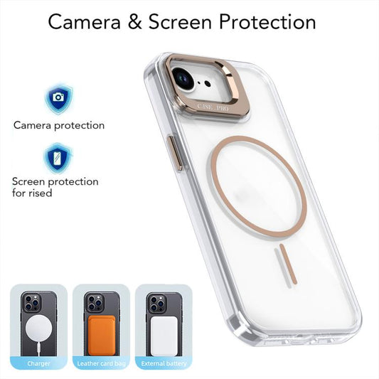 Bright Color Clear MagSafe Lens Frame Holder Phone Case, For iPhone 16e, For iPhone 16 Pro Max, For iPhone 16 Pro, For iPhone 16 Plus, For iPhone 16, For iPhone 15 Pro Max, For iPhone 15 Pro, For iPhone 15 Plus, For iPhone 15, For iPhone 14 Plus�������...