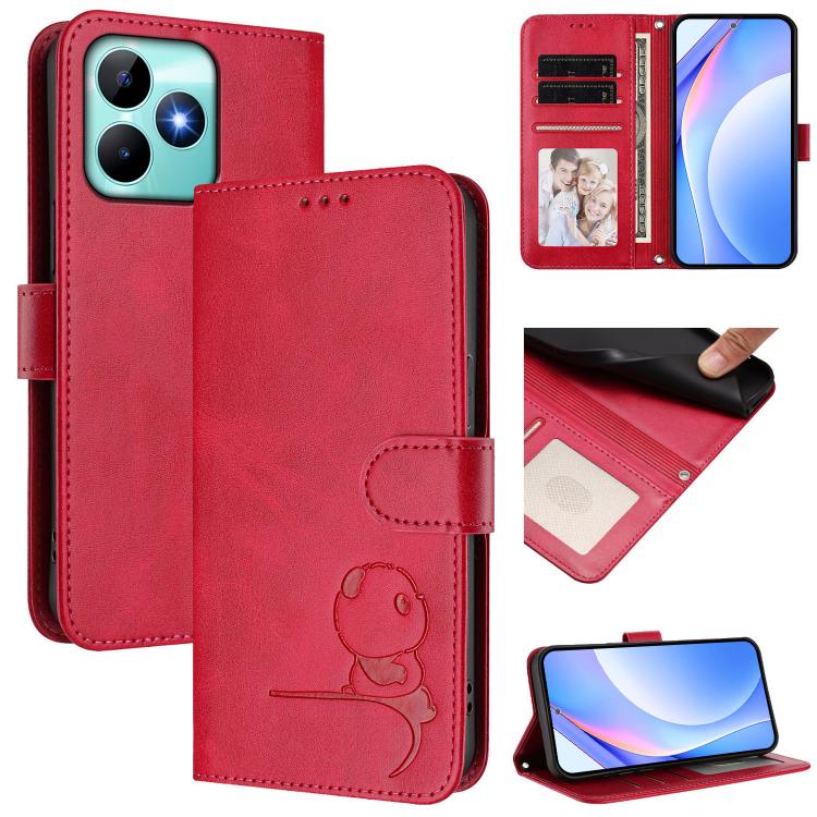 Litter Panda Embossing RFID Leather Phone Case with Lanyard, For Realme GT 6T 5G / GT 6 5G Global, For Realme C67 4G / 12 Lite 4G, For Realme 12 Pro / 12 Pro+ / P1 Pro, For Realme C53 / C51 / C53 India, For Realme 11 5G / 11x / C67 5G India            ...