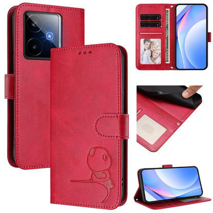 Litter Panda Embossing RFID Leather Phone Case with Lanyard, For Realme P4x / OnePlus Nord CE6 Lite, For Realme 16T 5G, For Realme C100 5G / C83 / C85 5G, For Realme P4 Power 5G, For Realme  Note 80 4G Global, For Realme 16 5G Global                   ...