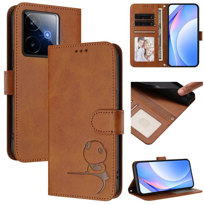 Litter Panda Embossing RFID Leather Phone Case with Lanyard, For Realme P4x / OnePlus Nord CE6 Lite, For Realme 16T 5G, For Realme C100 5G / C83 / C85 5G, For Realme P4 Power 5G, For Realme  Note 80 4G Global, For Realme 16 5G Global                   ...