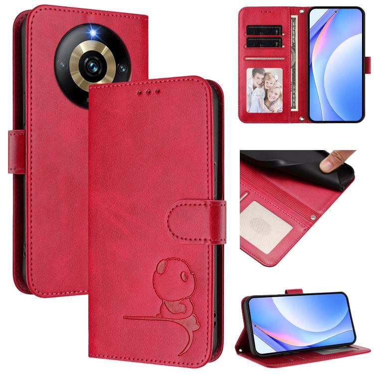 Litter Panda Embossing RFID Leather Phone Case with Lanyard, For Realme GT 6T 5G / GT 6 5G Global, For Realme C67 4G / 12 Lite 4G, For Realme 12 Pro / 12 Pro+ / P1 Pro, For Realme C53 / C51 / C53 India, For Realme 11 5G / 11x / C67 5G India            ...
