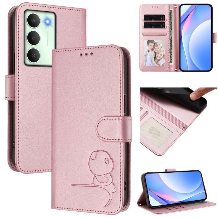 Litter Panda Embossing RFID Leather Phone Case with Lanyard, For Realme P4x / OnePlus Nord CE6 Lite, For Realme 16T 5G, For Realme C100 5G / C83 / C85 5G, For Realme P4 Power 5G, For Realme  Note 80 4G Global, For Realme 16 5G Global                   ...