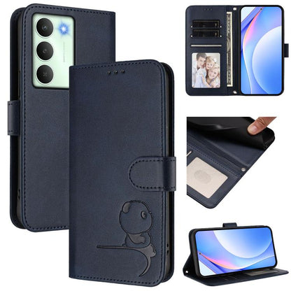 Litter Panda Embossing RFID Leather Phone Case with Lanyard, For Realme P4x / OnePlus Nord CE6 Lite, For Realme 16T 5G, For Realme C100 5G / C83 / C85 5G, For Realme P4 Power 5G, For Realme  Note 80 4G Global, For Realme 16 5G Global                   ...