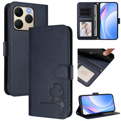 Litter Panda Embossing RFID Leather Phone Case with Lanyard, For Realme P4x / OnePlus Nord CE6 Lite, For Realme 16T 5G, For Realme C100 5G / C83 / C85 5G, For Realme P4 Power 5G, For Realme  Note 80 4G Global, For Realme 16 5G Global                   ...