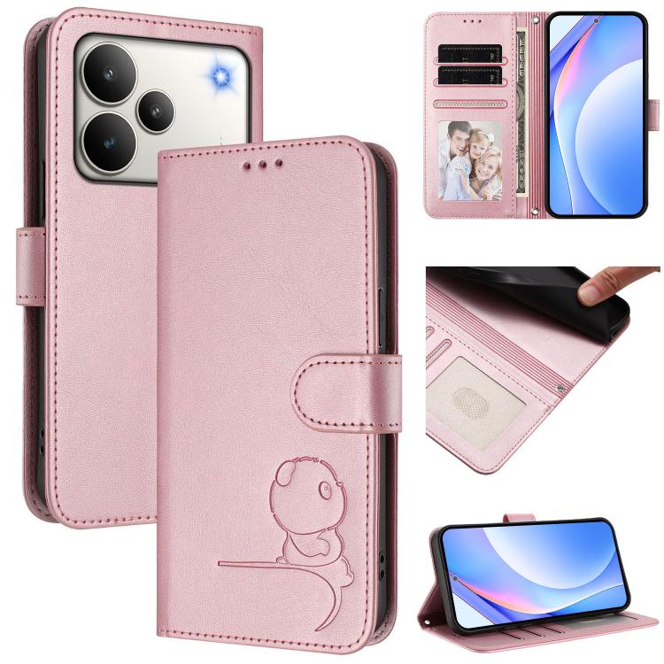 Litter Panda Embossing RFID Leather Phone Case with Lanyard, For Realme P4x / OnePlus Nord CE6 Lite, For Realme 16T 5G, For Realme C100 5G / C83 / C85 5G, For Realme P4 Power 5G, For Realme  Note 80 4G Global, For Realme 16 5G Global                   ...