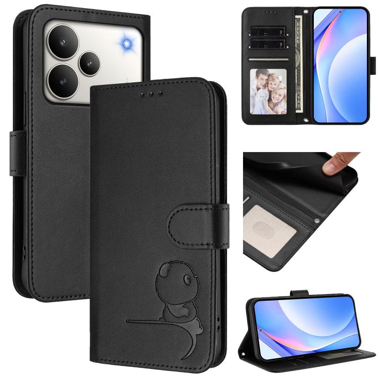 Litter Panda Embossing RFID Leather Phone Case with Lanyard, For Realme P4x / OnePlus Nord CE6 Lite, For Realme 16T 5G, For Realme C100 5G / C83 / C85 5G, For Realme P4 Power 5G, For Realme  Note 80 4G Global, For Realme 16 5G Global                   ...