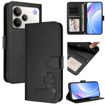 Litter Panda Embossing RFID Leather Phone Case with Lanyard, For Realme P4x / OnePlus Nord CE6 Lite, For Realme 16T 5G, For Realme C100 5G / C83 / C85 5G, For Realme P4 Power 5G, For Realme  Note 80 4G Global, For Realme 16 5G Global                   ...
