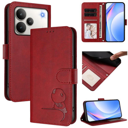 Litter Panda Embossing RFID Leather Phone Case with Lanyard, For Realme P4x / OnePlus Nord CE6 Lite, For Realme 16T 5G, For Realme C100 5G / C83 / C85 5G, For Realme P4 Power 5G, For Realme  Note 80 4G Global, For Realme 16 5G Global                   ...