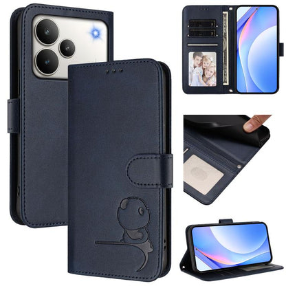 Litter Panda Embossing RFID Leather Phone Case with Lanyard, For Realme P4x / OnePlus Nord CE6 Lite, For Realme 16T 5G, For Realme C100 5G / C83 / C85 5G, For Realme P4 Power 5G, For Realme  Note 80 4G Global, For Realme 16 5G Global                   ...