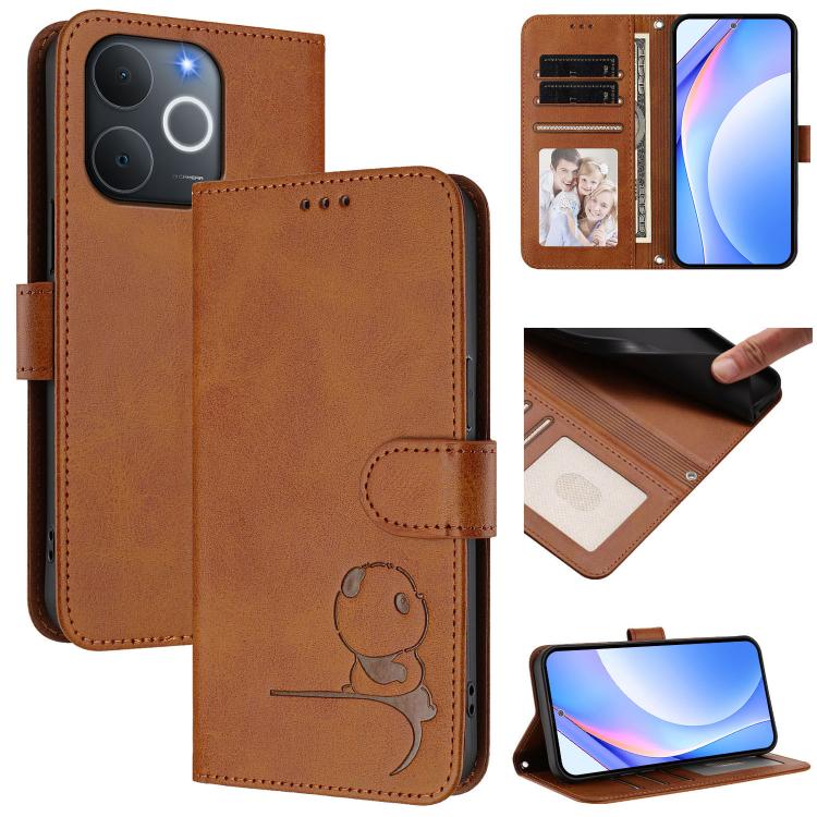 Litter Panda Embossing RFID Leather Phone Case with Lanyard, For Realme P4x / OnePlus Nord CE6 Lite, For Realme 16T 5G, For Realme C100 5G / C83 / C85 5G, For Realme P4 Power 5G, For Realme  Note 80 4G Global, For Realme 16 5G Global                   ...