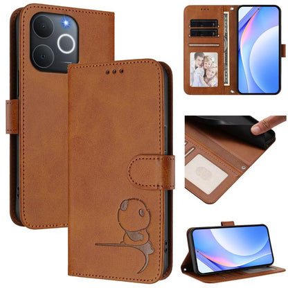 Litter Panda Embossing RFID Leather Phone Case with Lanyard, For Realme P4x / OnePlus Nord CE6 Lite, For Realme 16T 5G, For Realme C100 5G / C83 / C85 5G, For Realme P4 Power 5G, For Realme  Note 80 4G Global, For Realme 16 5G Global                   ...