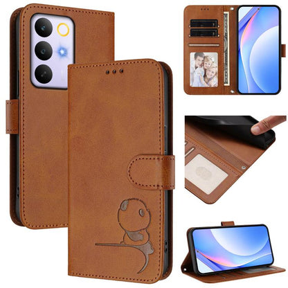 Litter Panda Embossing RFID Leather Phone Case with Lanyard, For Realme P4x / OnePlus Nord CE6 Lite, For Realme 16T 5G, For Realme C100 5G / C83 / C85 5G, For Realme P4 Power 5G, For Realme  Note 80 4G Global, For Realme 16 5G Global                   ...