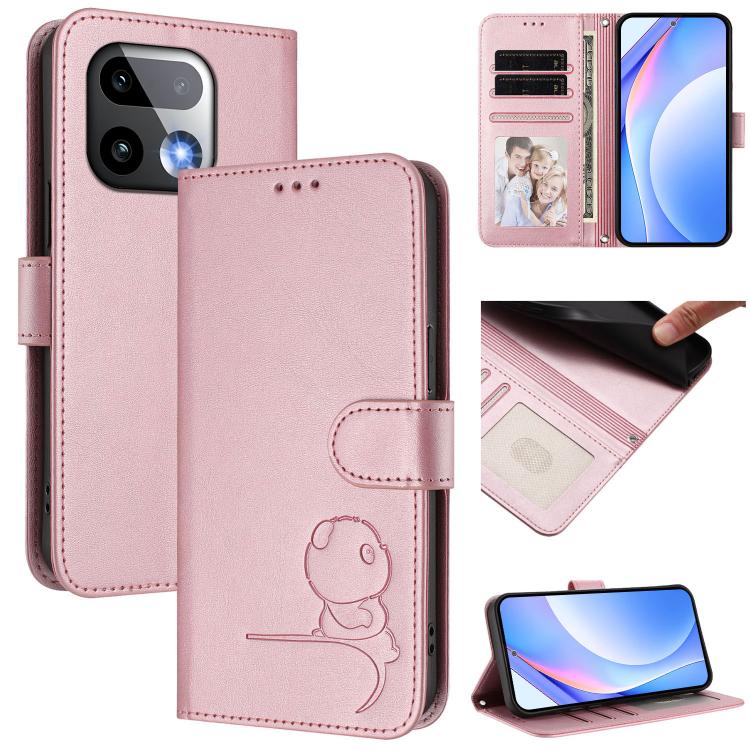 Litter Panda Embossing RFID Leather Phone Case with Lanyard, For Realme P4x / OnePlus Nord CE6 Lite, For Realme 16T 5G, For Realme C100 5G / C83 / C85 5G, For Realme P4 Power 5G, For Realme  Note 80 4G Global, For Realme 16 5G Global                   ...