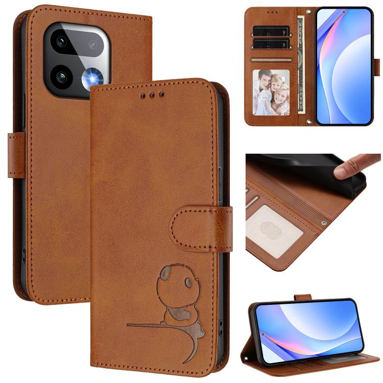 Litter Panda Embossing RFID Leather Phone Case with Lanyard, For Realme P4x / OnePlus Nord CE6 Lite, For Realme 16T 5G, For Realme C100 5G / C83 / C85 5G, For Realme P4 Power 5G, For Realme  Note 80 4G Global, For Realme 16 5G Global                   ...