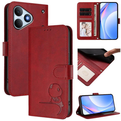 Litter Panda Embossing RFID Leather Phone Case with Lanyard, For Realme P4x / OnePlus Nord CE6 Lite, For Realme 16T 5G, For Realme C100 5G / C83 / C85 5G, For Realme P4 Power 5G, For Realme  Note 80 4G Global, For Realme 16 5G Global                   ...