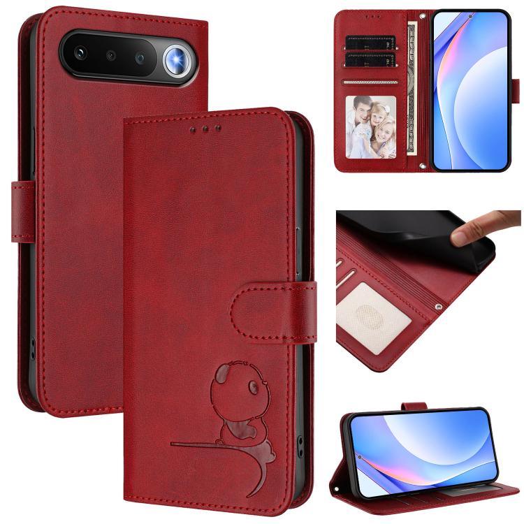 Litter Panda Embossing RFID Leather Phone Case with Lanyard, For Realme P4x / OnePlus Nord CE6 Lite, For Realme 16T 5G, For Realme C100 5G / C83 / C85 5G, For Realme P4 Power 5G, For Realme  Note 80 4G Global, For Realme 16 5G Global                   ...