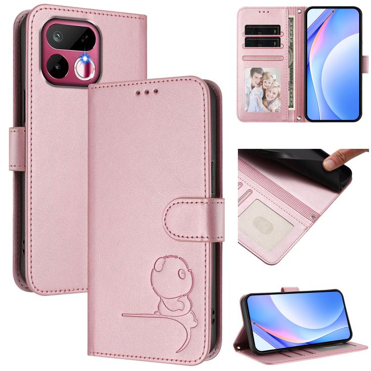 Litter Panda Embossing RFID Leather Phone Case with Lanyard, For Realme P4x / OnePlus Nord CE6 Lite, For Realme 16T 5G, For Realme C100 5G / C83 / C85 5G, For Realme P4 Power 5G, For Realme  Note 80 4G Global, For Realme 16 5G Global                   ...