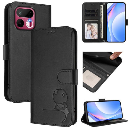 Litter Panda Embossing RFID Leather Phone Case with Lanyard, For Realme P4x / OnePlus Nord CE6 Lite, For Realme 16T 5G, For Realme C100 5G / C83 / C85 5G, For Realme P4 Power 5G, For Realme  Note 80 4G Global, For Realme 16 5G Global                   ...