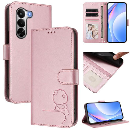 Litter Panda Embossing RFID Leather Phone Case with Lanyard, For Realme P4x / OnePlus Nord CE6 Lite, For Realme 16T 5G, For Realme C100 5G / C83 / C85 5G, For Realme P4 Power 5G, For Realme  Note 80 4G Global, For Realme 16 5G Global                   ...