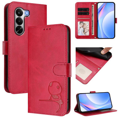 Litter Panda Embossing RFID Leather Phone Case with Lanyard, For Realme P4x / OnePlus Nord CE6 Lite, For Realme 16T 5G, For Realme C100 5G / C83 / C85 5G, For Realme P4 Power 5G, For Realme  Note 80 4G Global, For Realme 16 5G Global                   ...