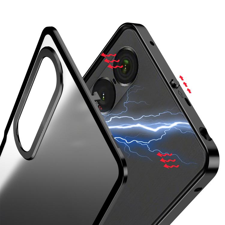 Snap Buckle Metal Frame Frosted Phone Case