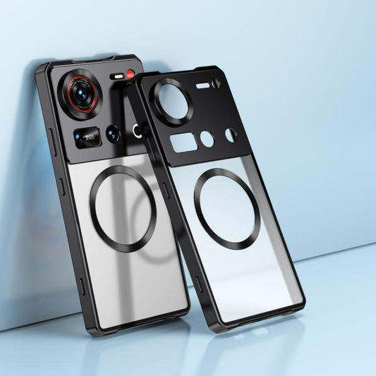 Irregular Alloy Frame Fosted Translucent MagSafe Phone Case