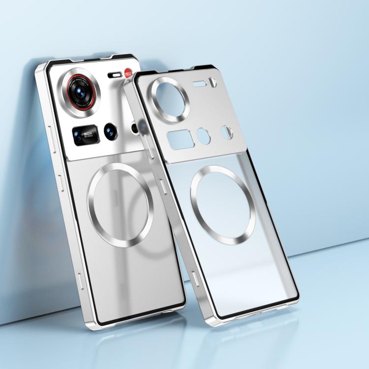 Irregular Alloy Frame Fosted Translucent MagSafe Phone Case