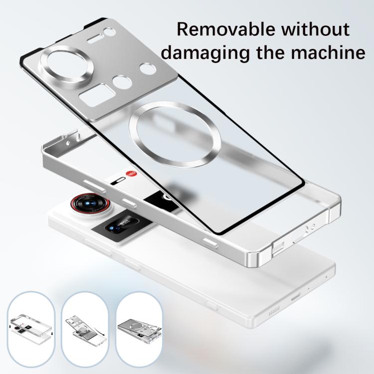 Irregular Alloy Frame Fosted Translucent MagSafe Phone Case