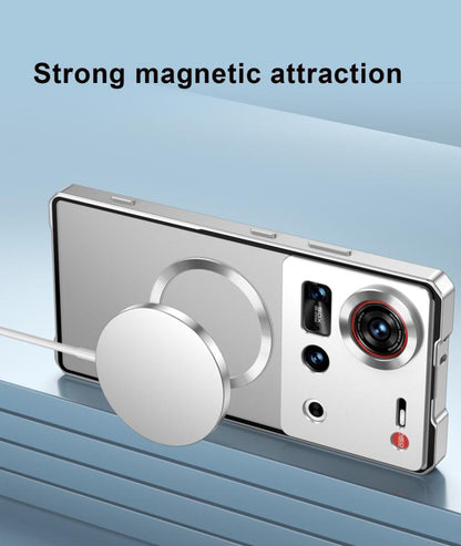 Irregular Alloy Frame Fosted Translucent MagSafe Phone Case