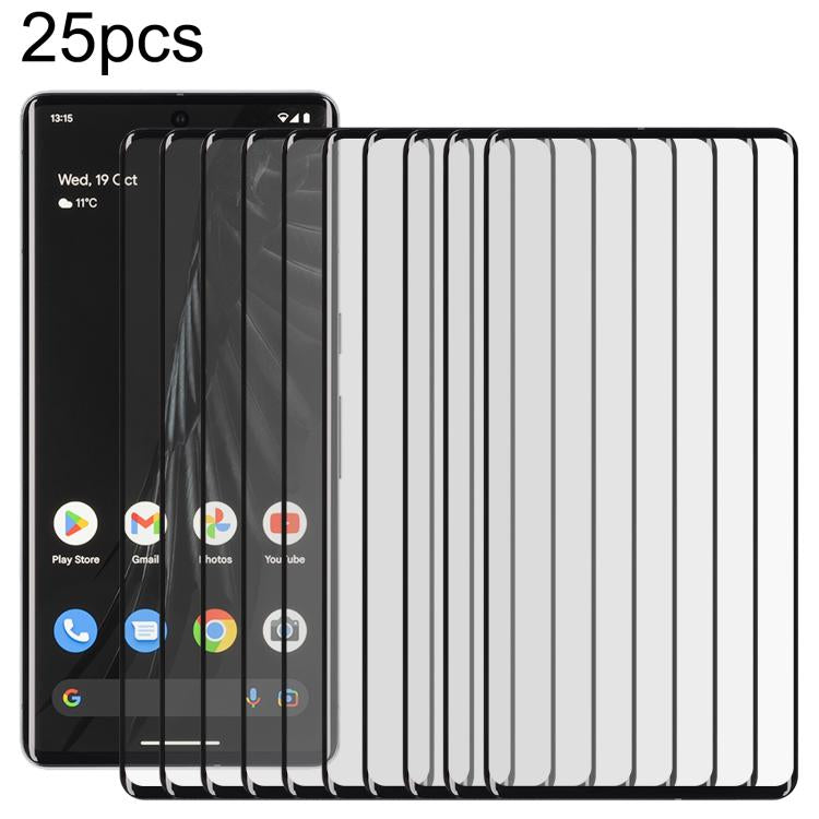25pcs Full Glue 9H HD 3D Curved Edge Tempered Glass Film, For Google Pixel 8 Pro, For Google Pixel 7 Pro 5G, For Google Pixel 6 Pro