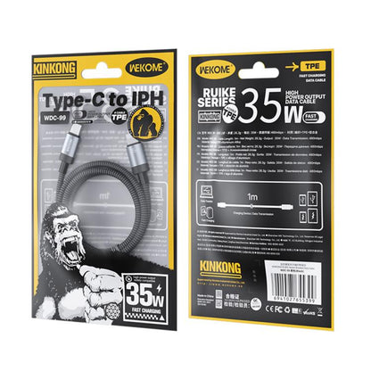 WK WDC-99 Kingkong Ruike Series 35W USB-C / Type-C to 8 Pin Braided Charging Data Cable, Length: 1m, Type-C to 8 Pin