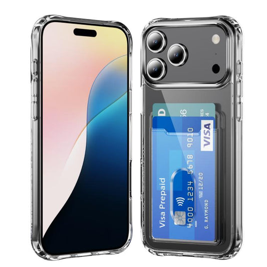 Crystal Clear Card Slot PC Hybrid TPU Phone Case, For iPhone 18 Pro / 17 Pro, For iPhone 18 Pro Max / 17 Pro Max, For iPhone 17e / 16e, For iPhone 17, For iPhone Air