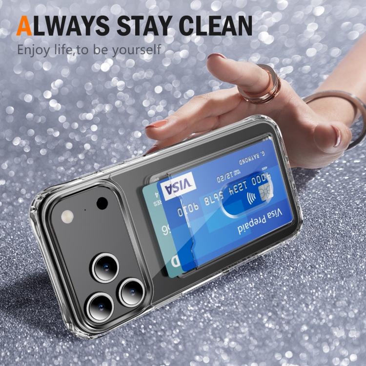 Crystal Clear Card Slot PC Hybrid TPU Phone Case, For iPhone 18 Pro / 17 Pro, For iPhone 18 Pro Max / 17 Pro Max, For iPhone 17e / 16e, For iPhone 17, For iPhone Air