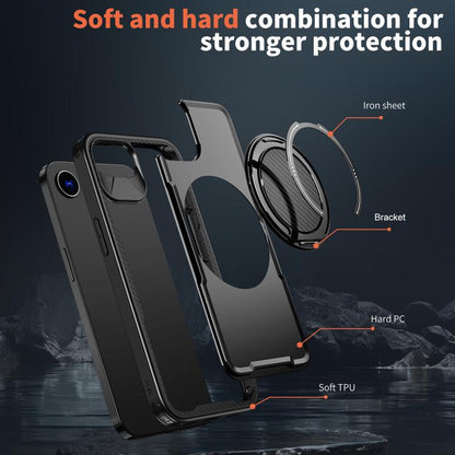 Metal 360 Degree Rotation Holder MagSafe Phone Case, For iPhone 17e / 16e, For iPhone 17 Pro Max, For iPhone 17 Pro, For iPhone 17, For iPhone Air, For iPhone 16 Pro Max, For iPhone 16 Pro, For iPhone 16 Plus, For iPhone 16
