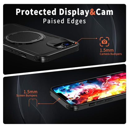 Metal 360 Degree Rotation Holder MagSafe Phone Case, For iPhone 17e / 16e, For iPhone 17 Pro Max, For iPhone 17 Pro, For iPhone 17, For iPhone Air, For iPhone 16 Pro Max, For iPhone 16 Pro, For iPhone 16 Plus, For iPhone 16