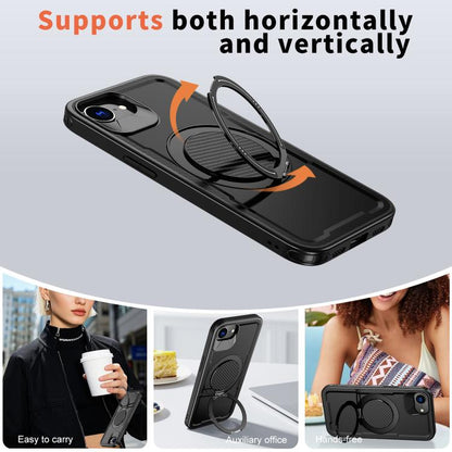 Metal 360 Degree Rotation Holder MagSafe Phone Case, For iPhone 17e / 16e, For iPhone 17 Pro Max, For iPhone 17 Pro, For iPhone 17, For iPhone Air, For iPhone 16 Pro Max, For iPhone 16 Pro, For iPhone 16 Plus, For iPhone 16
