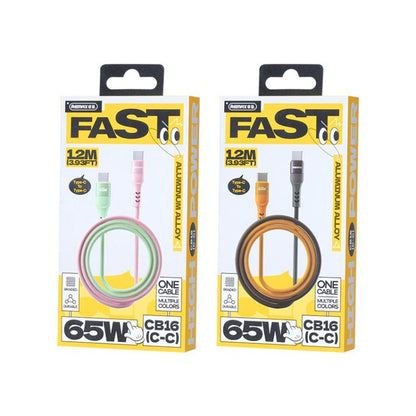 REMAX CB16 PD65W Type-C to Type-C Macaron Braided Fast Charging Data Cable, Length: 1.2m
