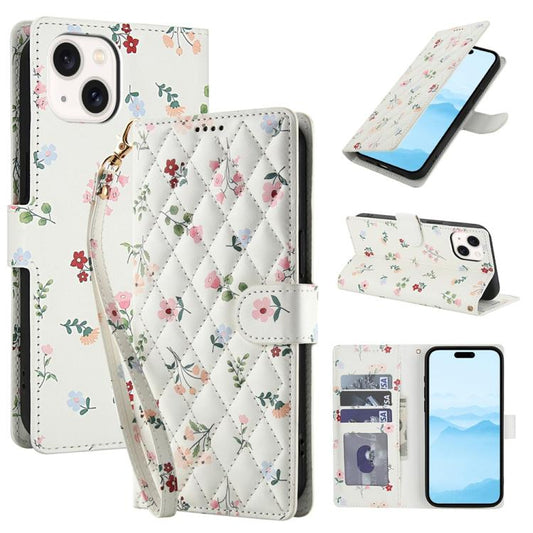 Flower Pattern Buckle Leather Phone Case with Lanyard, For iPhone 13 mini, For iPhone 12 / 12 Pro, For iPhone 12 Pro Max, For iPhone 12 mini, For iPhone 11 Pro Max, For iPhone 11, For iPhone 11 Pro, For iPhone X / XS, For iPhone XR, For iPhone XS Max