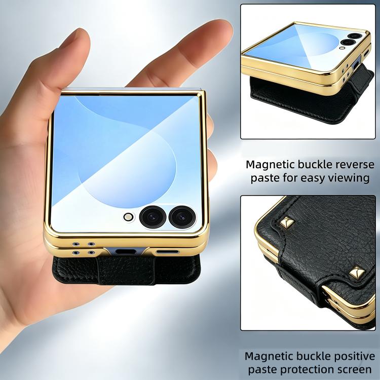 VIETAO Colorful PU Leather Phone Case with Ring, For Galaxy Z Flip8 5G, For Samsung Galaxy Z Flip7