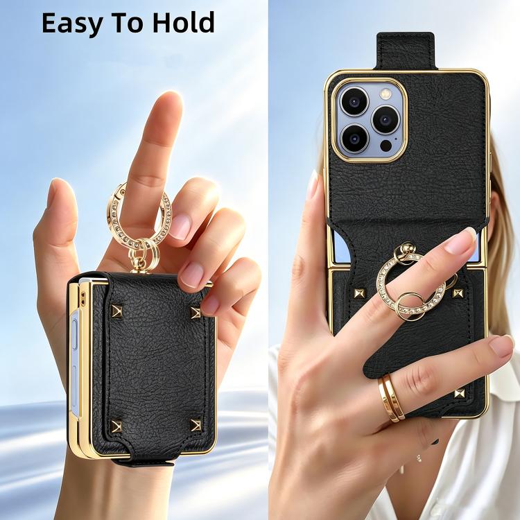 VIETAO Colorful PU Leather Phone Case with Ring, For Galaxy Z Flip8 5G, For Samsung Galaxy Z Flip7