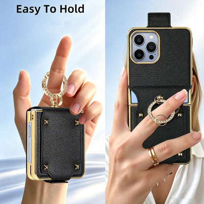 VIETAO Colorful PU Leather Phone Case with Ring, For Galaxy Z Flip8 5G, For Samsung Galaxy Z Flip7