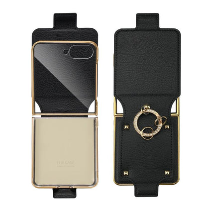VIETAO Colorful PU Leather Phone Case with Ring, For Galaxy Z Flip8 5G, For Samsung Galaxy Z Flip7