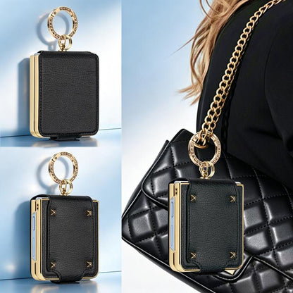 VIETAO Colorful PU Leather Phone Case with Ring, For Galaxy Z Flip8 5G, For Samsung Galaxy Z Flip7