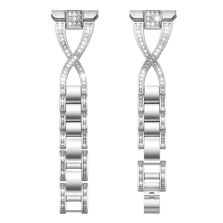 xDfind X-Shaped Single Row Diamond Metal Watch Band, 22mm, 20mm, 18mm