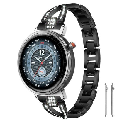 xDfind X-Shaped Single Row Diamond Metal Watch Band, 22mm, 20mm, 18mm