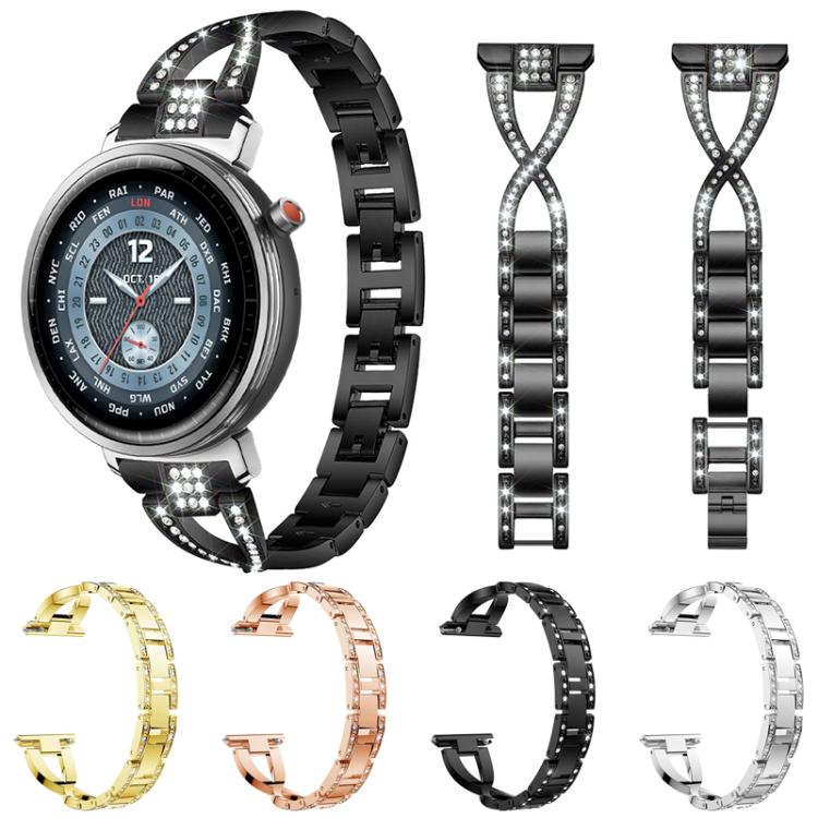 xDfind X-Shaped Single Row Diamond Metal Watch Band, 22mm, 20mm, 18mm