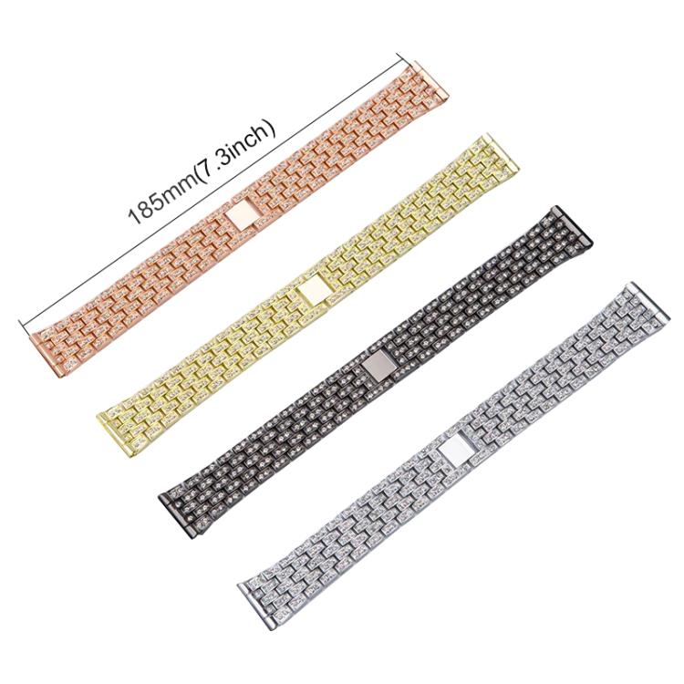 xDfind Five Beads Full Diamond Metal Watch Band, 20mm, 22mm, 18mm