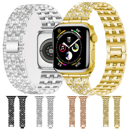 xDfind Five Beads Full Diamond Metal Watch Band, For Apple Watch 42 / 44 / 45 / 46 / 49mm, For Apple Watch 38 / 40 / 41 / S10 42mm