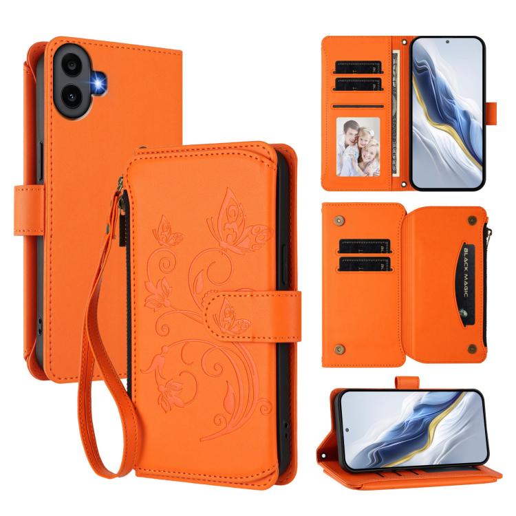 Butterfly Love Flower Multi-card Zipper Wallet Leather Phone Case, For Nothing Phone 4a Pro, For Nothing Phone 4a, For Nothing CMF Phone 2 Pro, For Nothing Phone 3a, For Nothing Phone 3a Pro, For Nothing CMF Phone 1, For Nothing Phone 2a